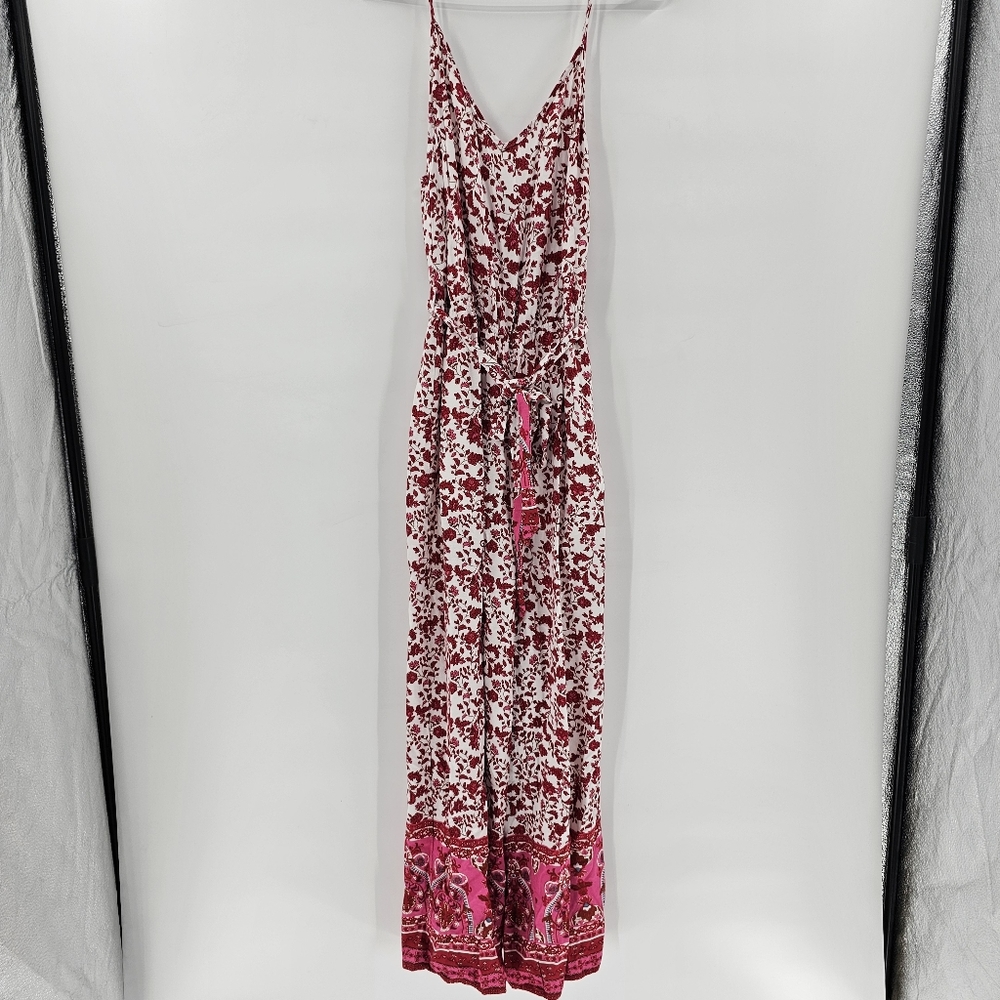 Hyfve large boho jumpsuit red pink vacation palazzo pants hippie